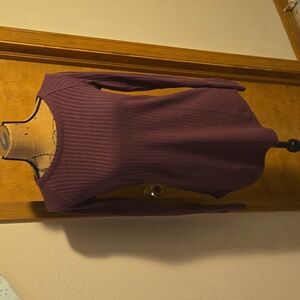 Chaser Burgundy Knit Waffel Long Sleeve Top